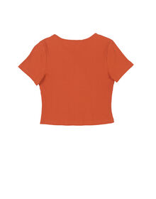 Fine Short Sleeve Front Cross Tie Pit Striped Top (Orange)